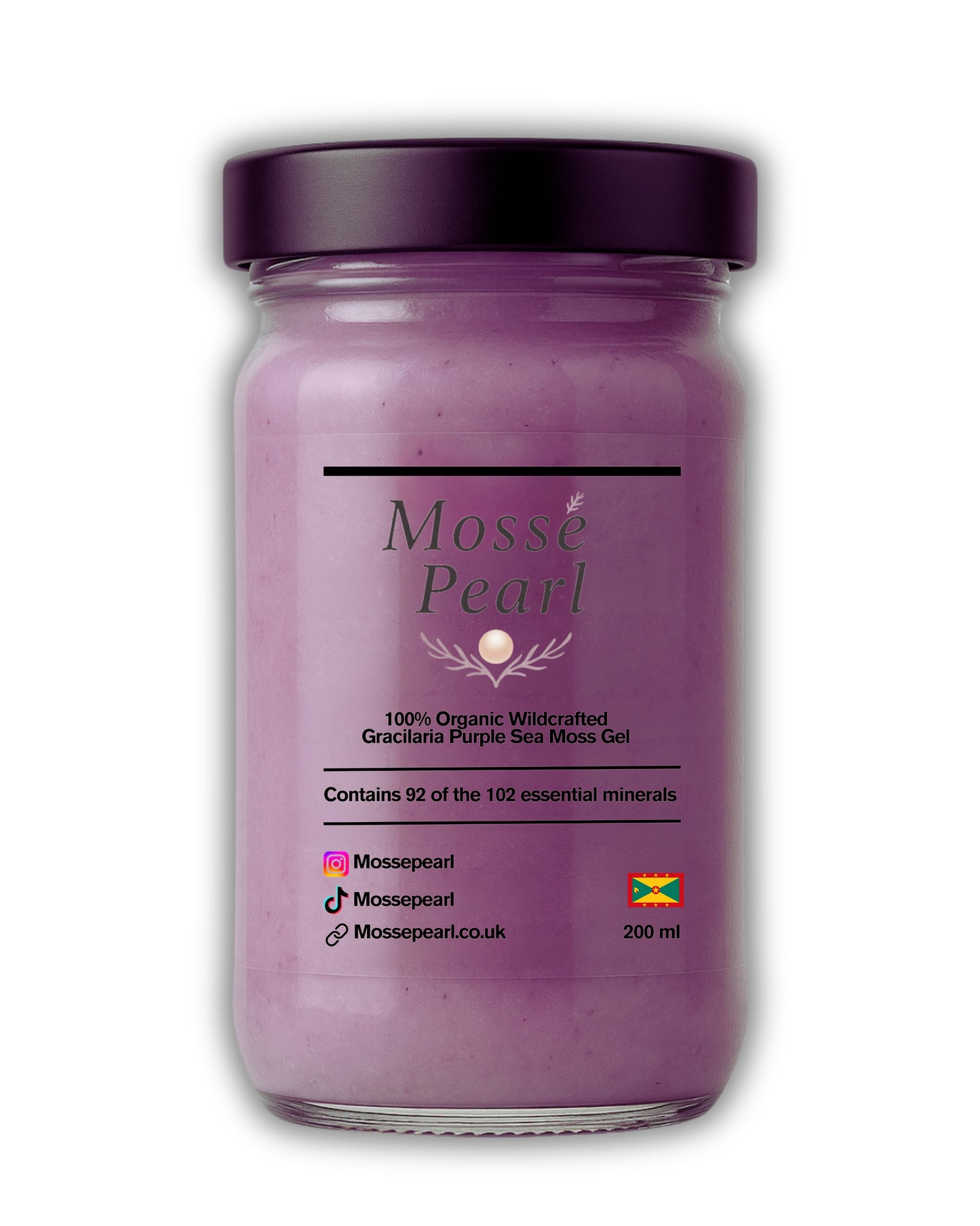 100% Organic Wildcrafted Gracilaria Purple Sea Moss Gel | Grenada | Mossé Pearl