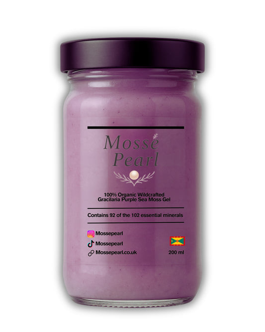 100% Organic Wildcrafted Gracilaria Purple Sea Moss Gel | Grenada | Mossé Pearl